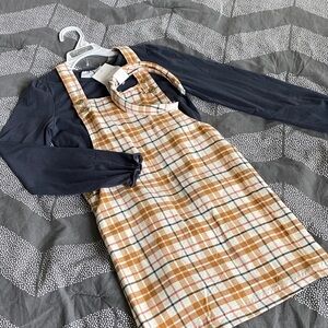 Tahari Navy and Plaid Dress Set